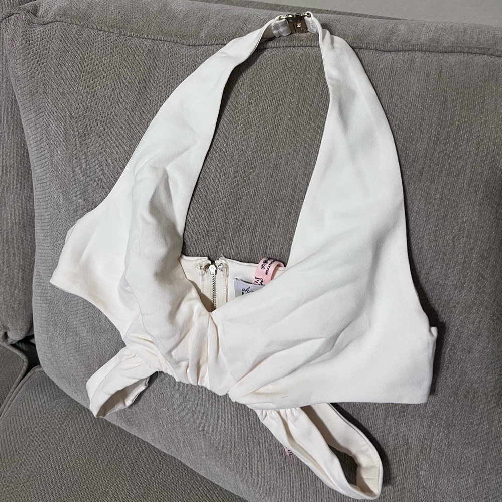 Oh Polly Cream Zippered Top